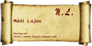 Mádi Lajos névjegykártya